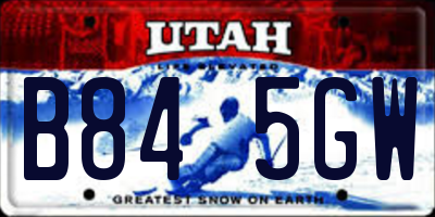 UT license plate B845GW