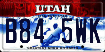 UT license plate B845WK
