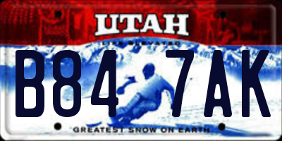 UT license plate B847AK