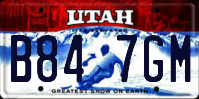 UT license plate B847GM