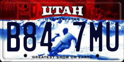 UT license plate B847MU