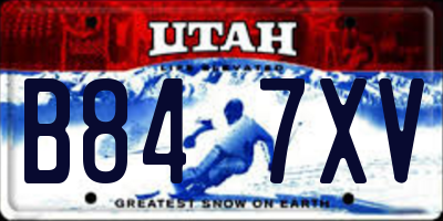 UT license plate B847XV