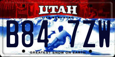 UT license plate B847ZW