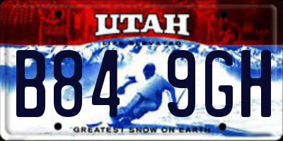 UT license plate B849GH