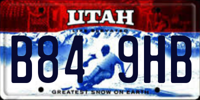 UT license plate B849HB