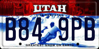 UT license plate B849PB