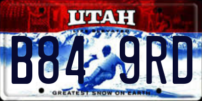 UT license plate B849RD