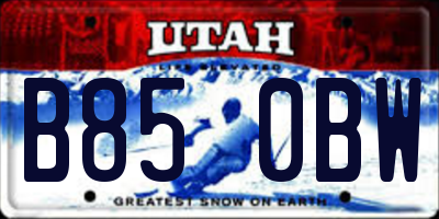 UT license plate B850BW