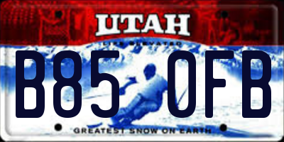 UT license plate B850FB