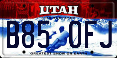 UT license plate B850FJ