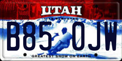 UT license plate B850JW