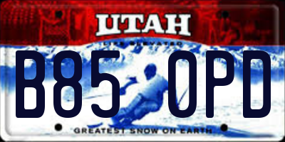 UT license plate B850PD