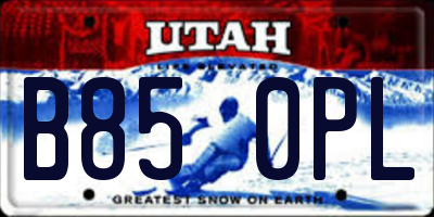 UT license plate B850PL