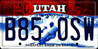 UT license plate B850SW