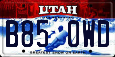 UT license plate B850WD