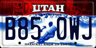 UT license plate B850WJ
