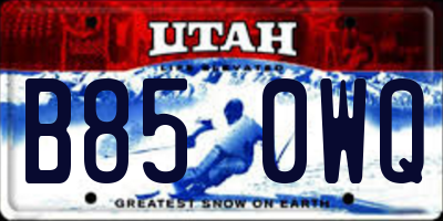 UT license plate B850WQ