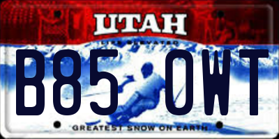 UT license plate B850WT