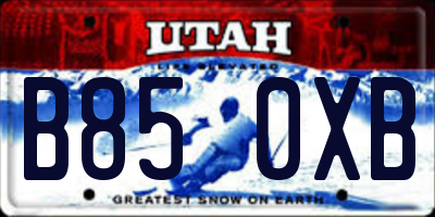 UT license plate B850XB