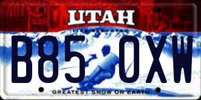 UT license plate B850XW