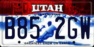 UT license plate B852GW
