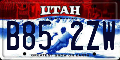 UT license plate B852ZW