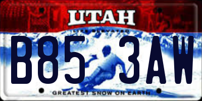 UT license plate B853AW