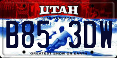 UT license plate B853DW