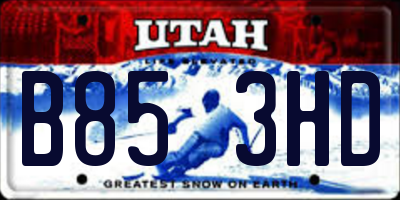 UT license plate B853HD
