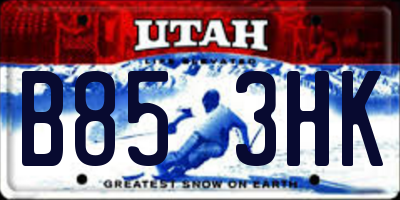 UT license plate B853HK