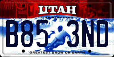 UT license plate B853ND