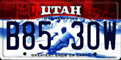 UT license plate B853OW