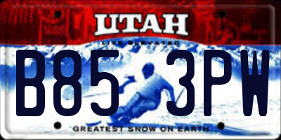 UT license plate B853PW