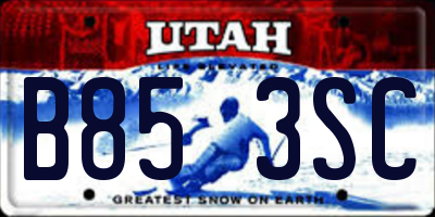 UT license plate B853SC