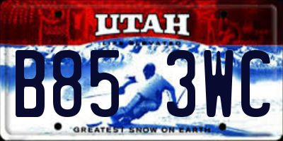 UT license plate B853WC