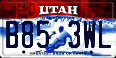 UT license plate B853WL