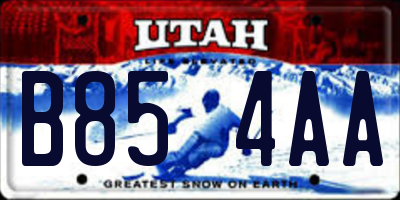 UT license plate B854AA