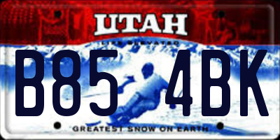 UT license plate B854BK