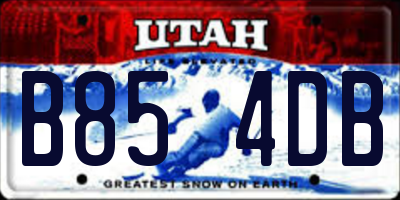 UT license plate B854DB