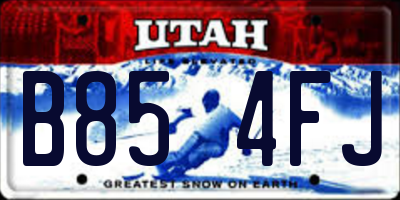 UT license plate B854FJ