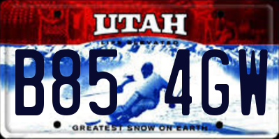 UT license plate B854GW
