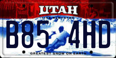UT license plate B854HD