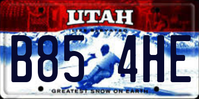 UT license plate B854HE