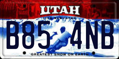 UT license plate B854NB