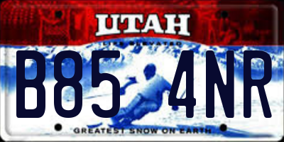 UT license plate B854NR