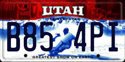 UT license plate B854PI