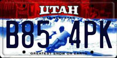 UT license plate B854PK