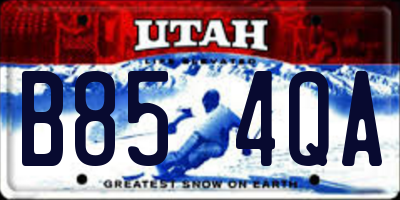 UT license plate B854QA