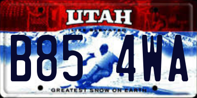 UT license plate B854WA