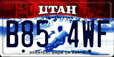 UT license plate B854WF